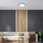 Lumină indirectă Ezio, plastic negru mat, abajur alb mat, LED 22W, Ø420MM