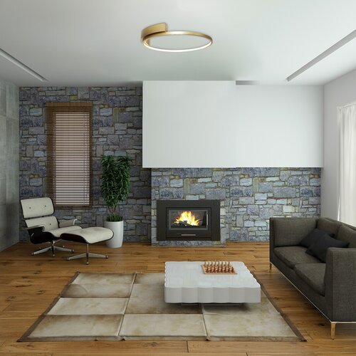 71287-e.jpg Plafonieră Holize, metal auriu, abajur alb, LED 23W, Ø400MM, L420MM - imagine 1