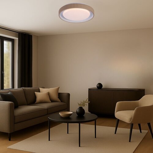 71345-e.jpg Plafonieră Pastello, metal gri-bej, abajur alb, LED 48W, Ø495MM - imagine 1