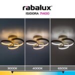 Plafonieră Isidora, metal gri-bej, abajur alb, LED 32W, Ø310MM - imagine 9
