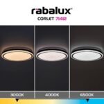Plafonieră Corlet, metal negru, abajur alb, LED 20W, Ø385MM - imagine 10