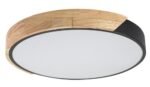 Plafonieră Maple2, metal/ lemn negru mat, abajur alb, LED 24W, Ø410MM - imagine 3