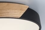 Plafonieră Maple2, metal/ lemn negru mat, abajur alb, LED 24W, Ø410MM - imagine 6