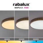 Plafonieră Maple2, metal/ lemn alb mat, abajur alb, LED 40W, Ø610MM - imagine 9
