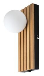Aplică Noxelle, lemn negru mat/ stejar, abajur alb, G9 x1 MAX 5W, H292MM - imagine 3