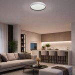 Plafonieră Zerava, metal negru, abajur alb, LED 34W, Ø380MM