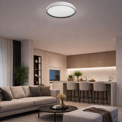 71450-e.jpg Plafonieră Zerava, metal negru, abajur alb, LED 60W, Ø580MM - imagine 1