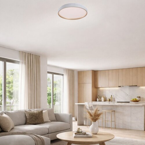 71452-e.jpg Plafonieră Zerava, metal auriu, abajur alb, LED 34W, Ø380MM - imagine 1