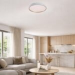 Plafonieră Zerava, metal auriu, abajur alb, LED 60W, Ø580MM