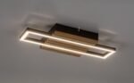 Plafonieră Noxelle, metal/ lemn negru mat/ stejar, abajur alb, LED 12W, L425MM - imagine 4