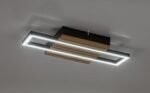 Plafonieră Noxelle, metal/ lemn negru mat/ stejar, abajur alb, LED 12W, L425MM - imagine 6