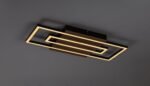 Plafonieră Noxelle, metal/ lemn negru mat/ stejar, abajur alb, LED 28W, L600MM - imagine 4