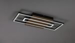 Plafonieră Noxelle, metal/ lemn negru mat/ stejar, abajur alb, LED 28W, L600MM - imagine 6