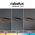 Plafonieră Noxelle, metal/ lemn negru mat/ stejar, abajur alb, LED 28W, L600MM - imagine 9