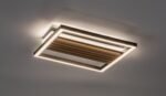 Plafonieră Noxelle, metal/ lemn negru mat/ stejar, abajur alb, LED 26W, L315MM - imagine 5