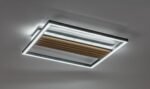 Plafonieră Noxelle, metal/ lemn negru mat/ stejar, abajur alb, LED 30W, L415MM - imagine 6