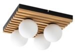 Plafonieră Noxelle, lemn negru mat/ stejar, abajur alb, G9 x4 MAX 5W, L296MM - imagine 3
