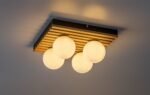 Plafonieră Noxelle, lemn negru mat/ stejar, abajur alb, G9 x4 MAX 5W, L296MM - imagine 4