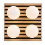 Plafonieră Noxelle, lemn negru mat/ stejar, abajur alb, G9 x4 MAX 5W, L296MM - imagine 5