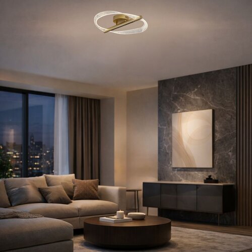 71464-e.jpg Plafonieră Olyssia, metal auriu, abajur transparent, LED 24W, Ø520MM - imagine 1