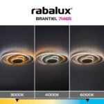 Plafonieră Brantiel, metal/ acril gri-bej, abajur alb, LED 57W, L485MM - imagine 10
