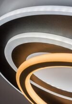 Plafonieră Brantiel, metal/ acril negru/ auriu, abajur alb, LED 60W, Ø500MM - imagine 8