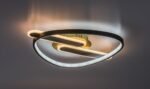 Plafonieră Brantiel, metal/ acril negru/ auriu, abajur alb, LED 60W, L530MM - imagine 5