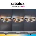 Plafonieră Brantiel, metal/ acril negru/ auriu, abajur alb, LED 60W, L530MM - imagine 10