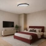 Plafonieră Brantiel, metal/ acril negru/ alb, abajur alb, LED 57W, L450MM