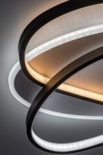 Plafonieră Brantiel, metal/ acril negru/ alb, abajur alb, LED 57W, L530MM - imagine 8