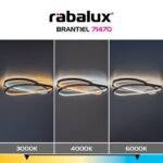 Plafonieră Brantiel, metal/ acril negru/ alb, abajur alb, LED 57W, L530MM - imagine 10