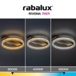Plafonieră Rivona, metal auriu, abajur alb, LED 18W, L370MM - imagine 11
