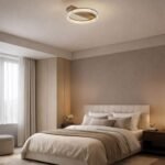 Plafonieră Rivona, metal auriu, abajur alb, LED 18W, L370MM