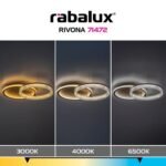 Plafonieră Rivona, metal auriu, abajur alb, LED 22W, L535MM - imagine 11