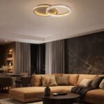 Plafonieră Rivona, metal auriu, abajur alb, LED 22W, L535MM
