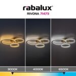 Plafonieră Rivona, metal auriu, abajur alb, LED 38W, L585MM - imagine 11