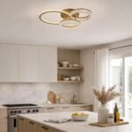 Plafonieră Rivona, metal auriu, abajur alb, LED 38W, L585MM