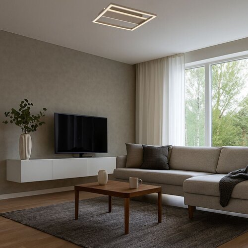 71476-e.jpg Plafonieră Glavian, metal gri-bej, abajur alb, LED 24W, L330MM - imagine 1