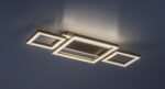 Plafonieră Glavian, metal gri-bej, abajur alb, LED 24W, L515MM - imagine 4