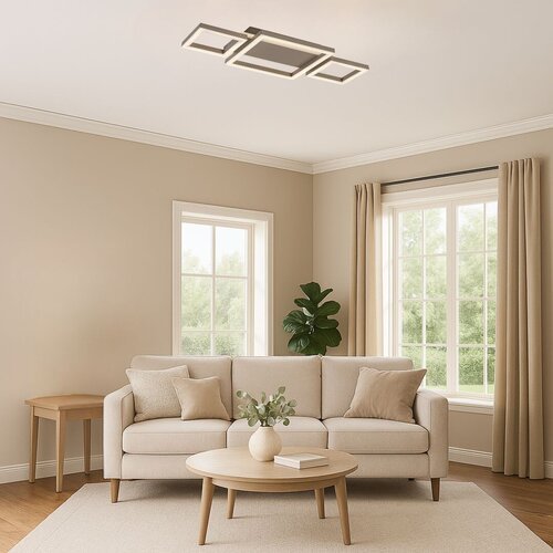 71477-e.jpg Plafonieră Glavian, metal gri-bej, abajur alb, LED 24W, L515MM - imagine 1