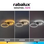 Plafonieră Seraphiel, metal negru, abajur alb, LED 38W, L600MM - imagine 10