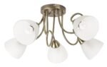 Candelabru Palomina, metal bronz, abajur alb, E27 x5 MAX 60W, L620MM - imagine 3