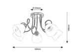 Candelabru Palomina, metal bronz, abajur alb, E27 x5 MAX 60W, L620MM - imagine 7