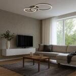 Plafonieră Lureo, metal negru mat, abajur alb, LED 24W, L600MM