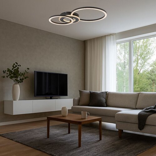 71485-e.jpg Plafonieră Lureo, metal negru mat, abajur alb, LED 24W, L600MM - imagine 1