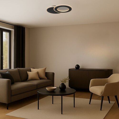 71486-e.jpg Plafonieră Lureo, metal negru mat, abajur alb, LED 24W, L350MM - imagine 1