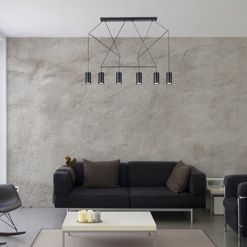 72018-e.jpg Pendul Aslaug, metal negru mat, GU10 x6 MAX 50W, Ø65MM, L1170MM - imagine 1