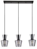 Pendul Abra, metal negru mat, abajur fumuriu, E27 x3 MAX 60W, Ø150MM, L600MM, H250MM - imagine 3