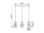 Pendul Abra, metal negru mat, abajur fumuriu, E27 x3 MAX 60W, Ø150MM, L600MM, H250MM - imagine 6