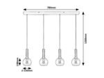 Pendul Centio, metal negru, abajur fumuriu, E27 x4 MAX 40W, Ø150MM, L780MM - imagine 7